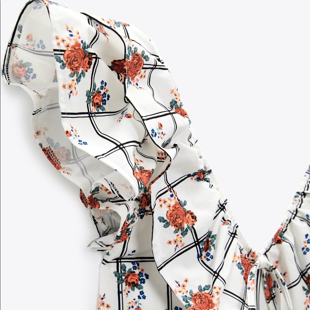 NWT ZARA FLORAL PRINT DRESS WITH RUFFLES DETAIL - Picture 7 of 7